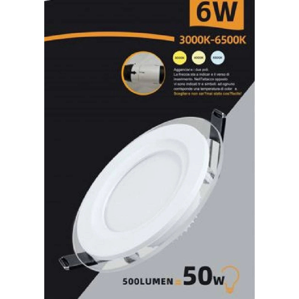 Trade Shop - Pannello Led Slim Incasso Bordo In Vetro 6w Cct Tre Colorazioni Di Luce P75e-t3c -