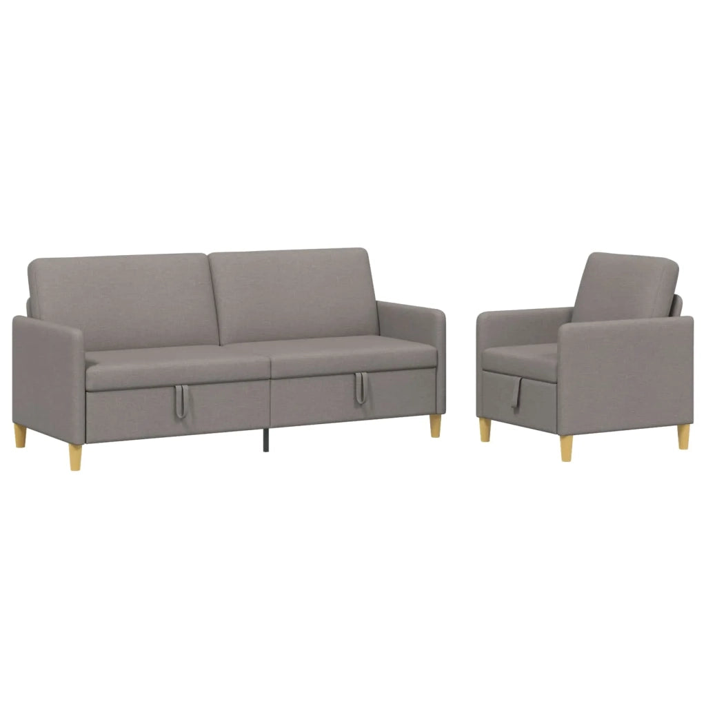 Set di Divani con Storage 2 pz Tortora Poliestere 3429238