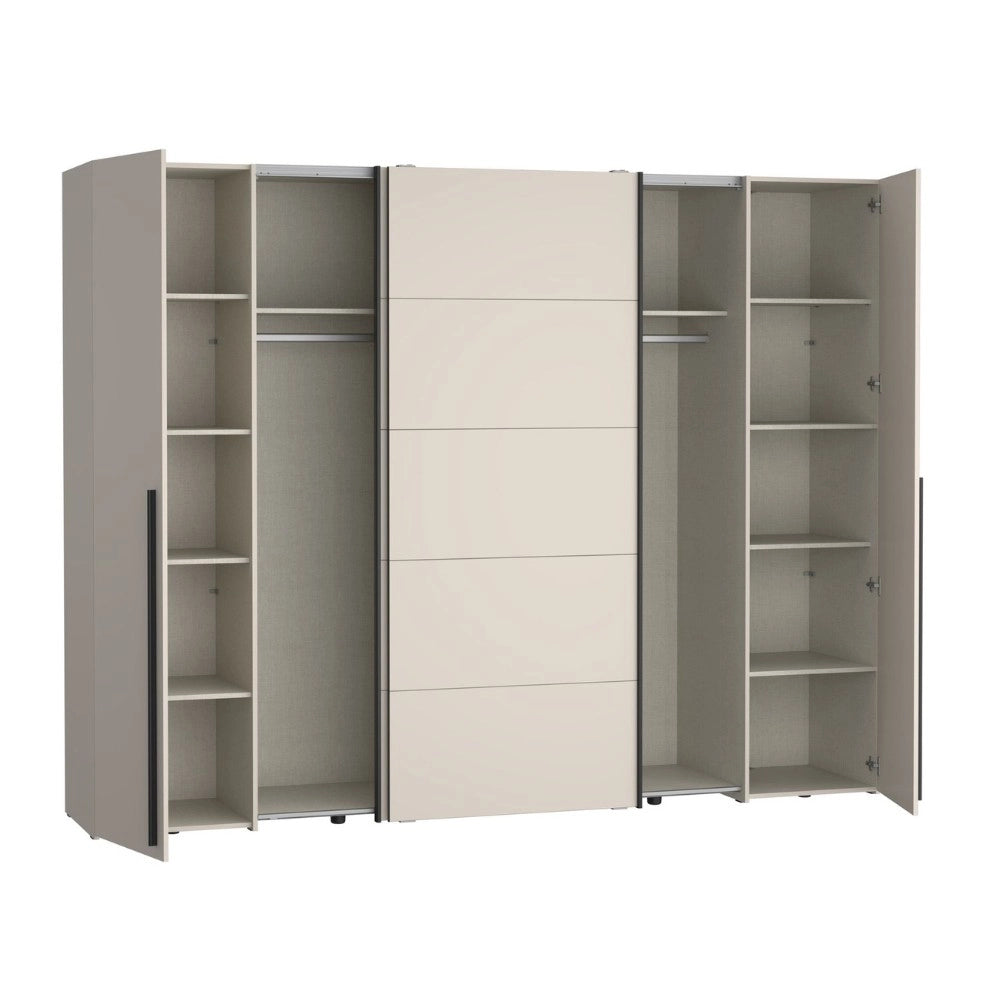 Armadio Callia con 2 ante scorrevoli e 2 battenti cashmere 270x61x210