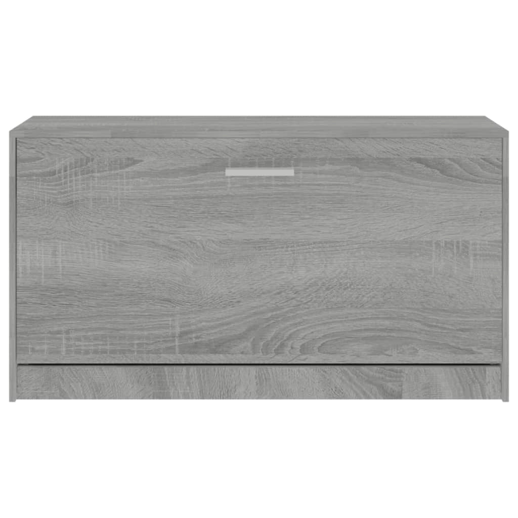 Panca portascarpe mobiletto porta-stivali cassettiera mensola mobile da ingresso rovere Sonoma 80 x 24 x 45 cm legno ingegnerizzato grigio 02_0023009