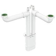 SIFONE SCARICO 2 VIE SENZA PILETTA ISPEZIONABILE PER LAVELLO IN ACCIAIO INOX E CERAMICA CON 2 ATTACC - 11/2 X ø40 MM  - BON