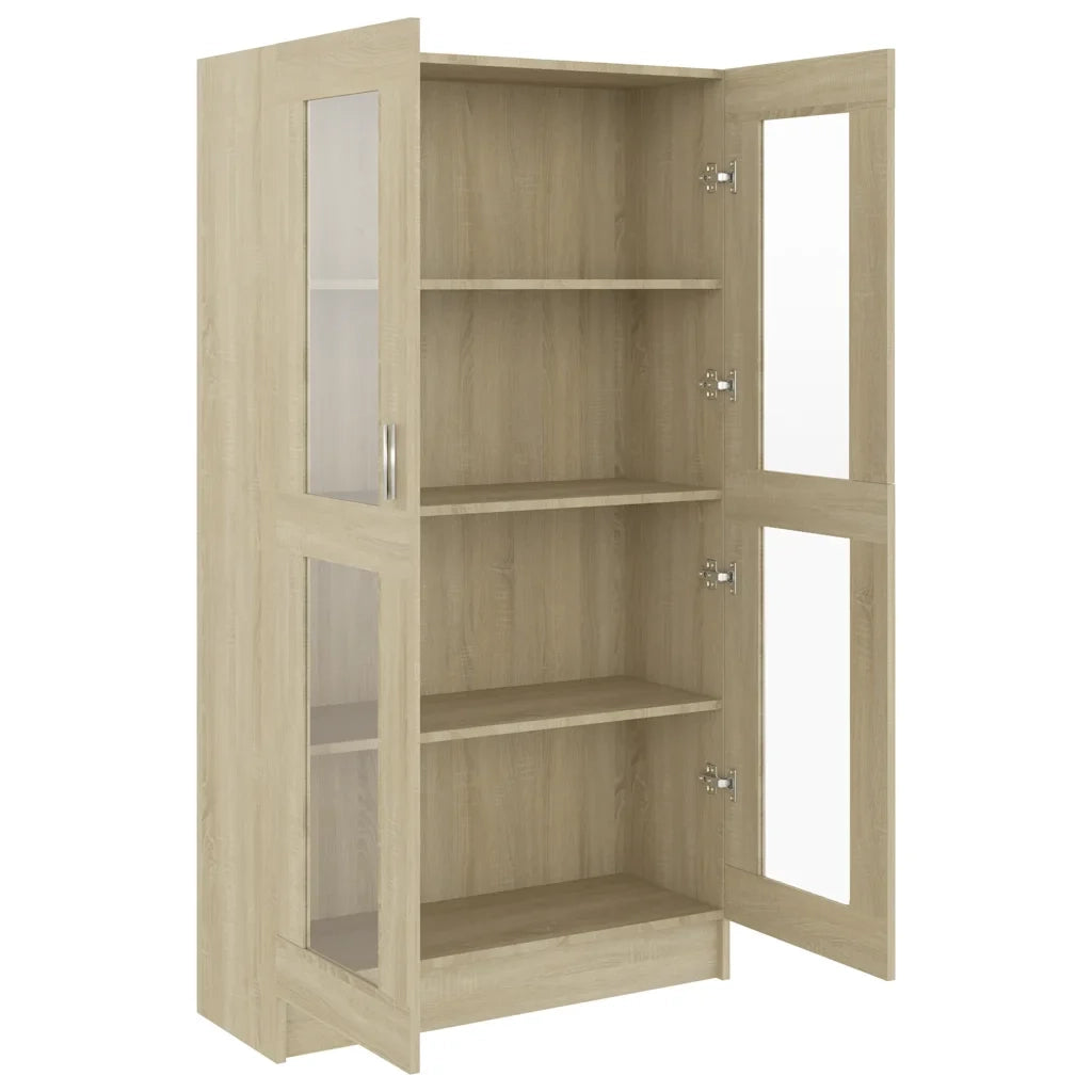 Vetrina classica 82,5 x 30,5 x 150 cm design pulito versatile in legno ingegnerizzato rovere Sonoma 02_0047757
