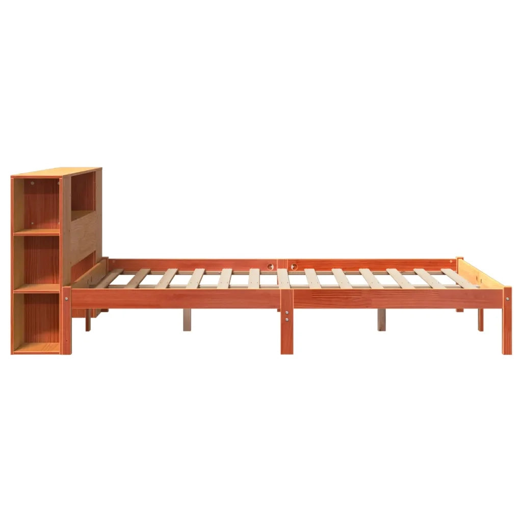vidaXL Letto Libreria senza Materasso Marrone Cera 135x190 cm in Pino