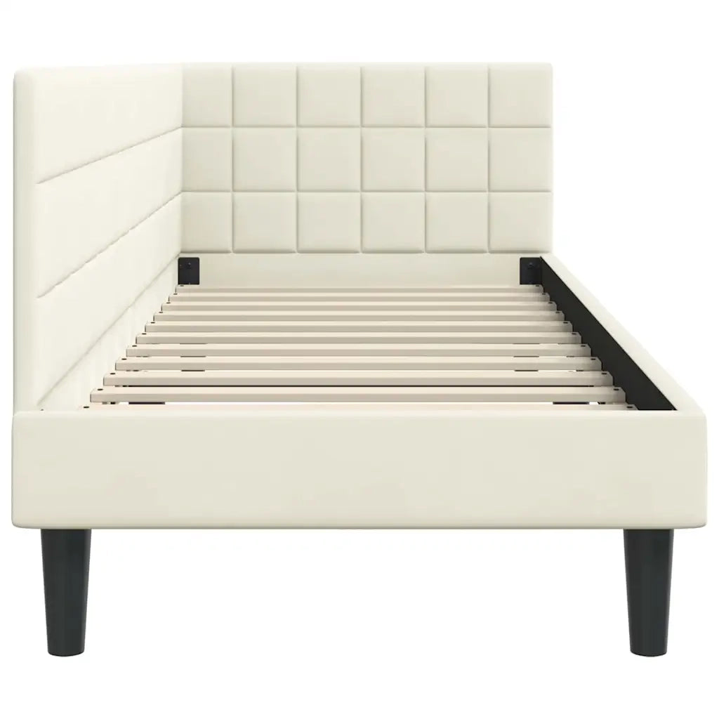 Cornice del letto ad angolo Crema 80 cm x 200 cm Velluto 42016415