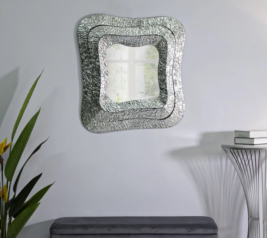 Specchio Aury Square 74x7x79 cm in Metallo e Specchio Argento