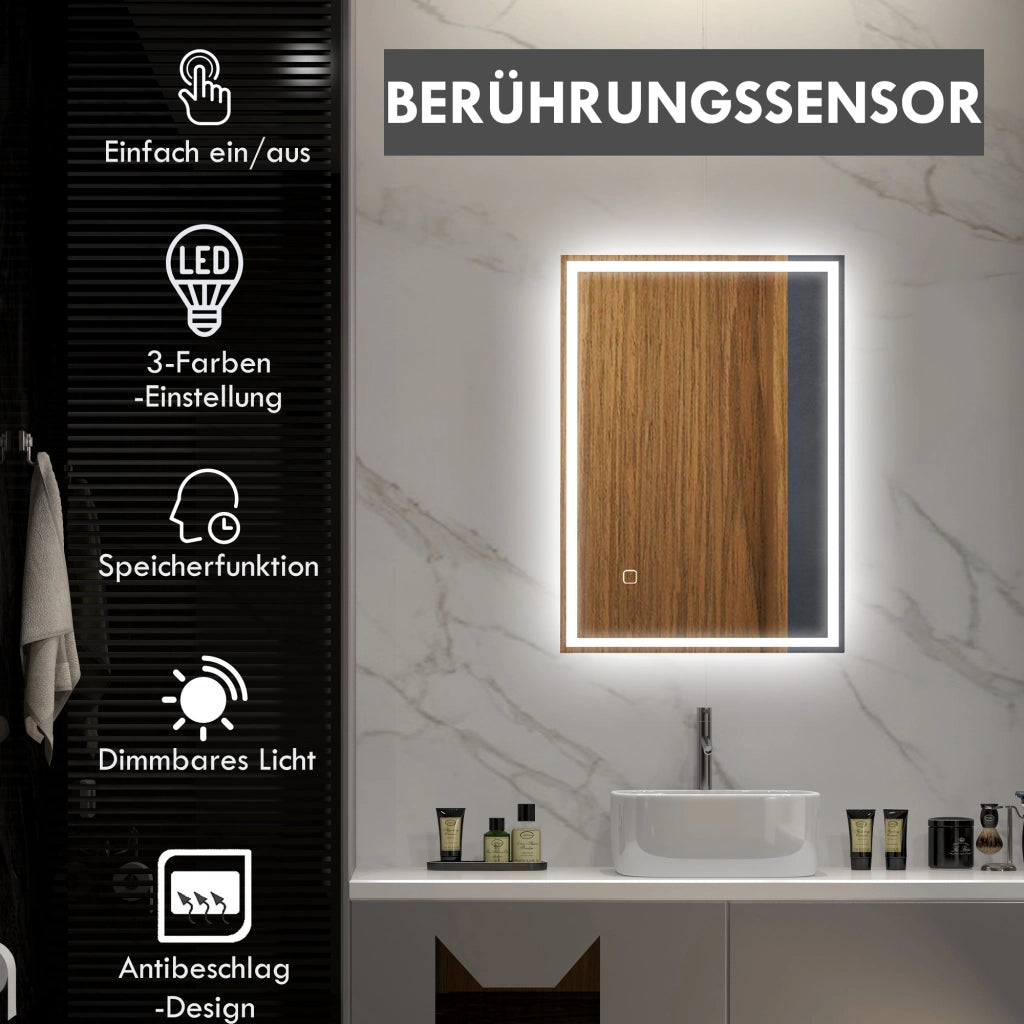 Specchio da Bagno LED con Interruttore a Tocco ¨C Minimal ¨C Bianco