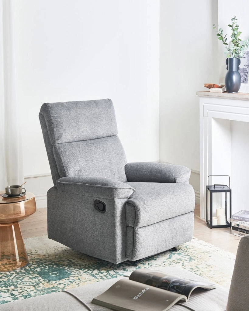 Poltrona con Poggiapiedi in Poliestere Grigio Stile Moderno Contemporaneo