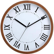 Orologio da parete con cornice in imitazione di legno, cifre romane, facile da leggere, adatto per orologi da parete silenziosi per soggiorni, camere da letto, uffici, ecc.