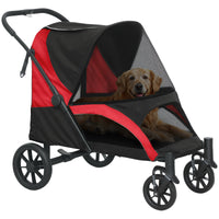 Passeggino per Cani Taglia Grande 124x67x100 cm Pieghevole con Finestre a Rete Nero