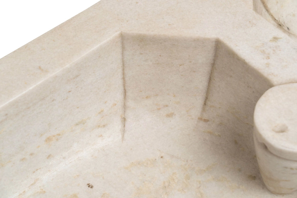 Biscottini Acquaio in marmo bianco 135x56x21 cm Vasca realizzata completamente