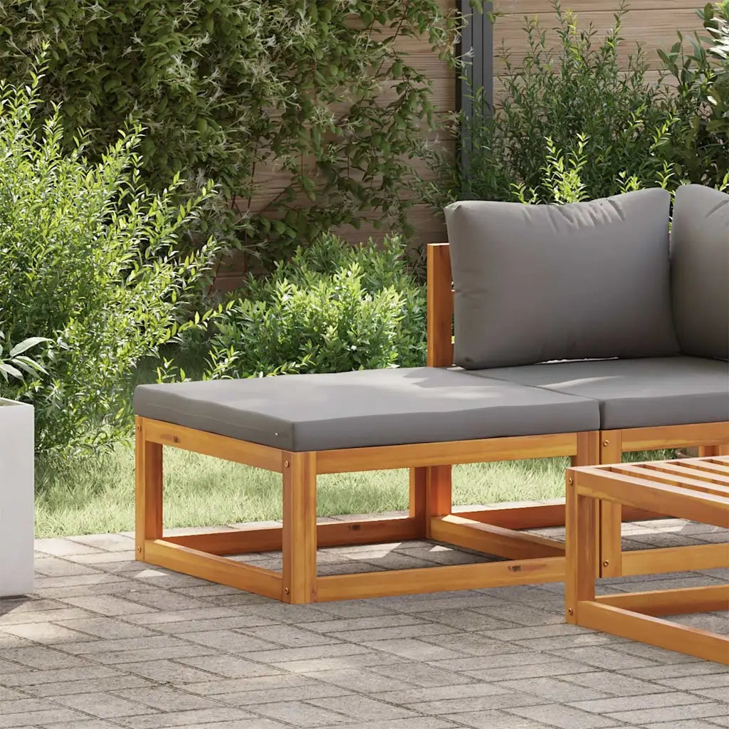 Sedia da giardino-Poggiapiedi con Cuscino Grigio Scuro in Massello d'Acacia 832934