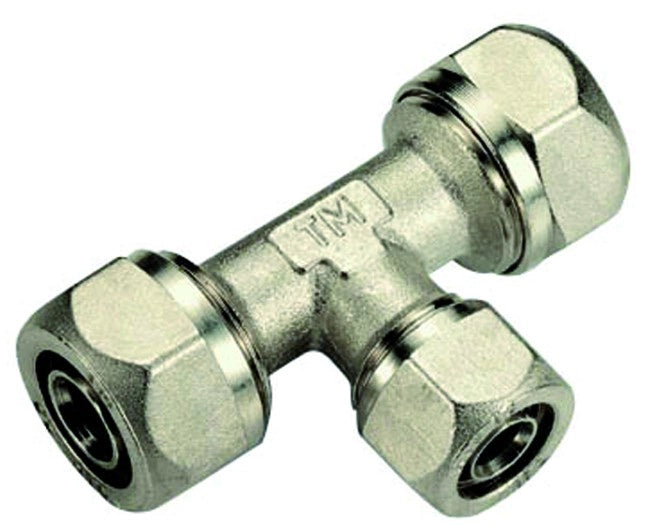 RACCORDO A T INTERMEDIO RIDOTTO PER TUBO MULTISTRATO MODELLO AL-COBRAPEX ø16-20-16   TIEMME RACCORDERIE SPA