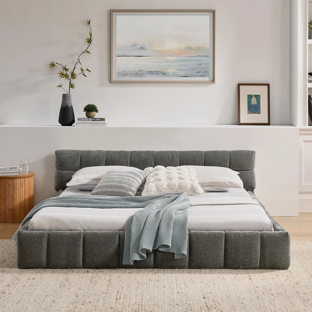 Letto 160x200cm?- Xylo - chenille quadretti grigio