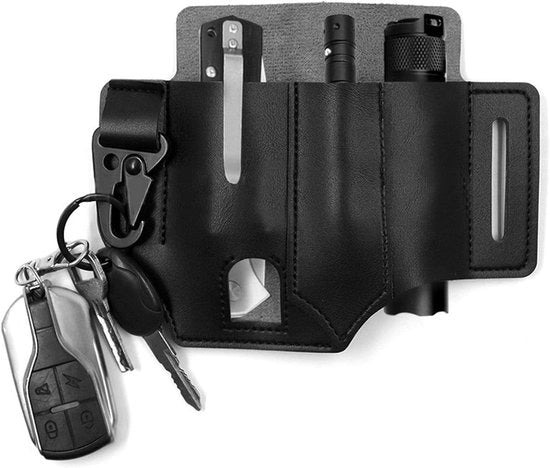 Organizzatore di Tasche per EDC con Clip in Alluminio e Tasca Multifunzionale per Campeggio e Survival Esterno in Nero