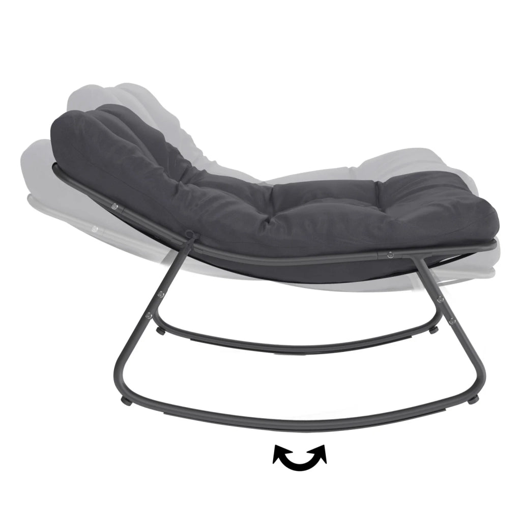 IDMarket - Set di 2 sedie a dondolo da giardino ARONA in grigio antracite con cuscini grigi