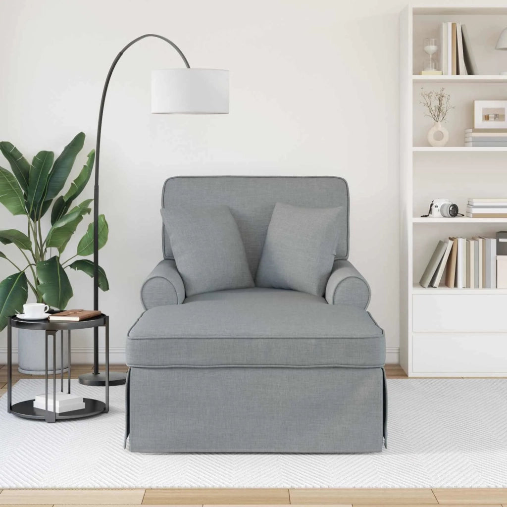 Chaise Longe con Gonna con cuscino 3 pz Grigio chiaro Tessuto CFW3212539