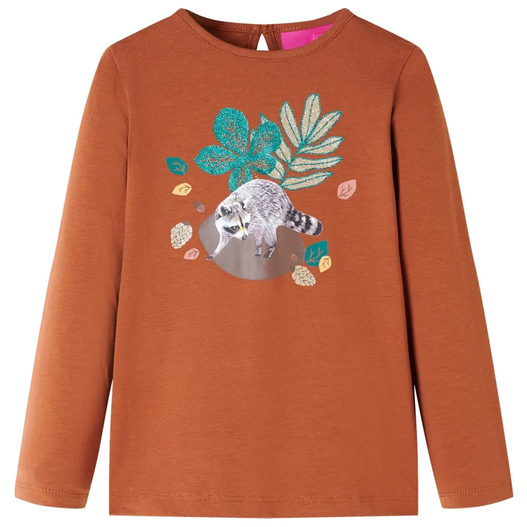 Maglietta da Bambina a Maniche Lunghe Cognac 128cod mxl 108351