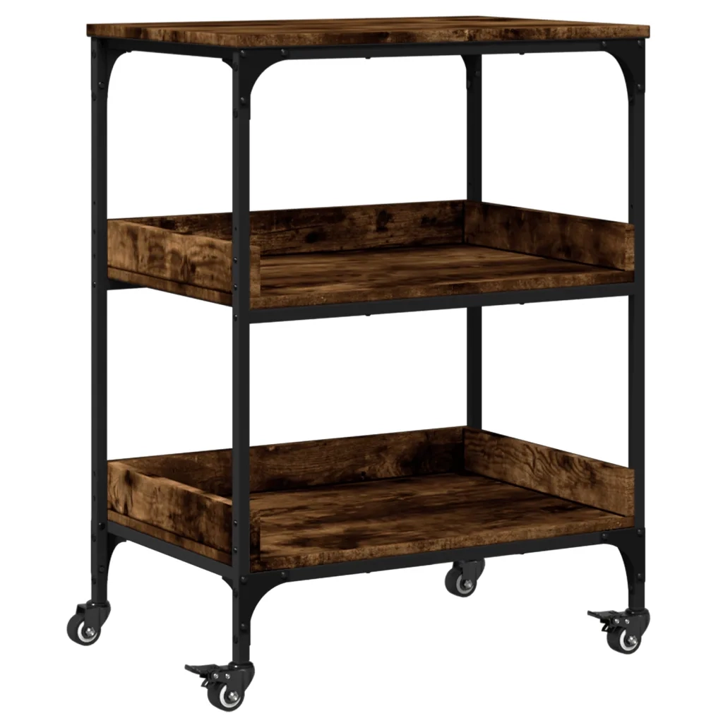 Carrello da Cucina-Scaffale per Cucina Rovere Fumo 60x41x80,5 cm Legno Multistrato