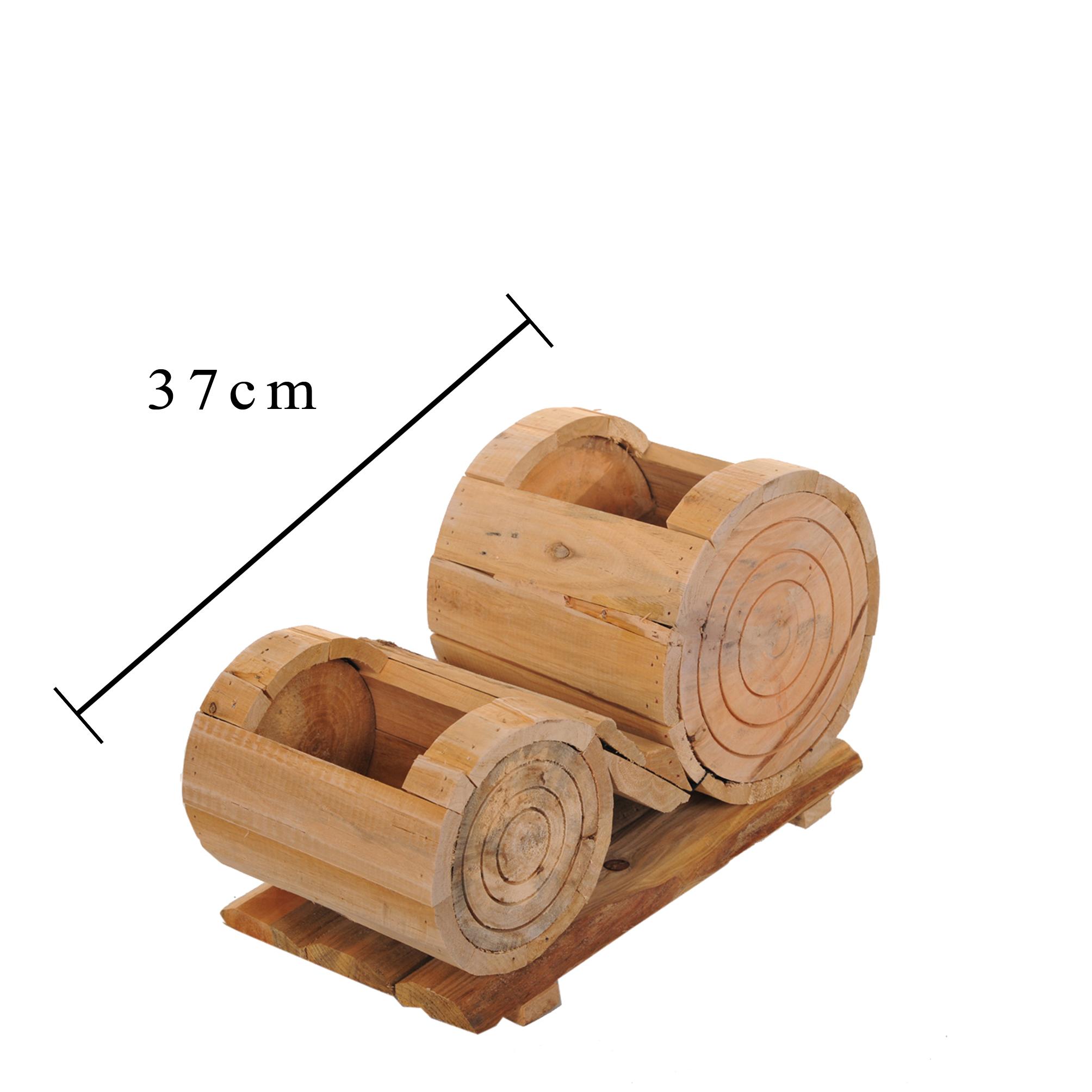 Portavasi con Vasi x 2 Legno 37 cm Larghezza Legno 37 cm Scv