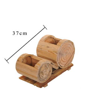 Portavasi con Vasi x 2 Legno 37 cm Larghezza Legno 37 cm Scv
