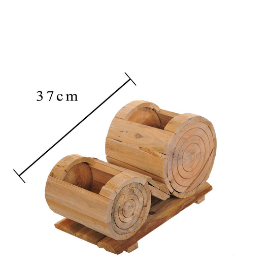 Portavasi con Vasi x 2 Legno 37 cm Larghezza Legno 37 cm Scv