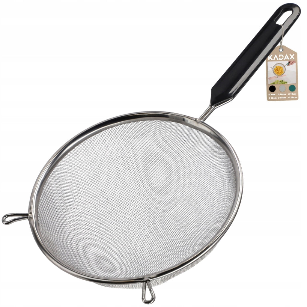 Colino da cucina KADAX con manico in acciaio per setacciare la farina, 10 cm di spessore