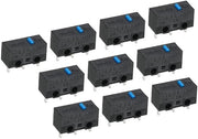 Microschakelaar 10 pezzi, 0,78 N, 1000 W, 3-pins, manopola a leva blu, scala nera - Ideale per la riparazione e lo storage di mouse da gioco.