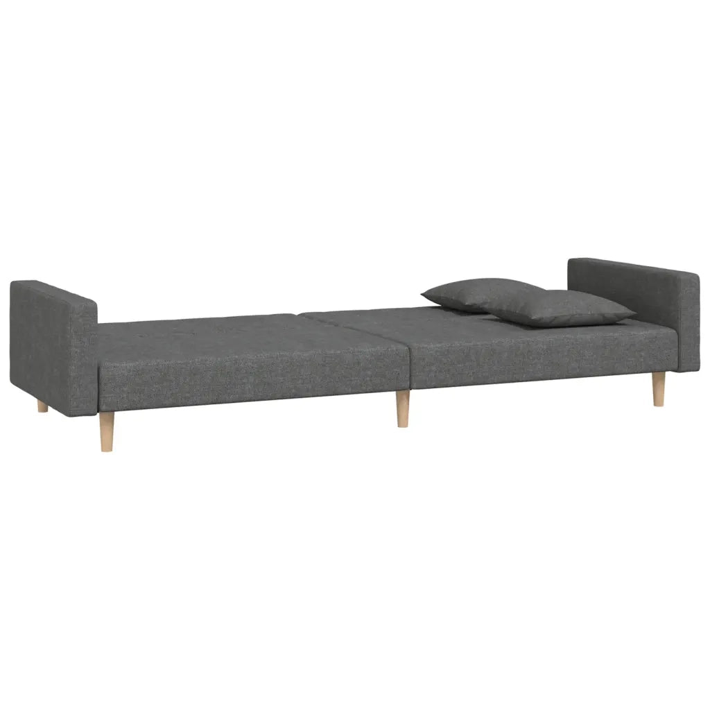 Divano Letto a 2 Posti con 2 Cuscini Grigio Scuro in Tessuto 375900