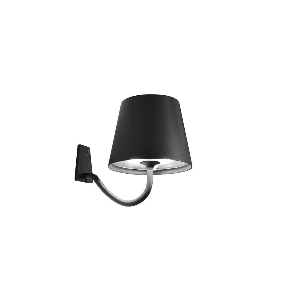 Lampada a led da Parete Poldina Grigio Scuro ricaricabile e dimmerabile con batteria fino a 12 ore