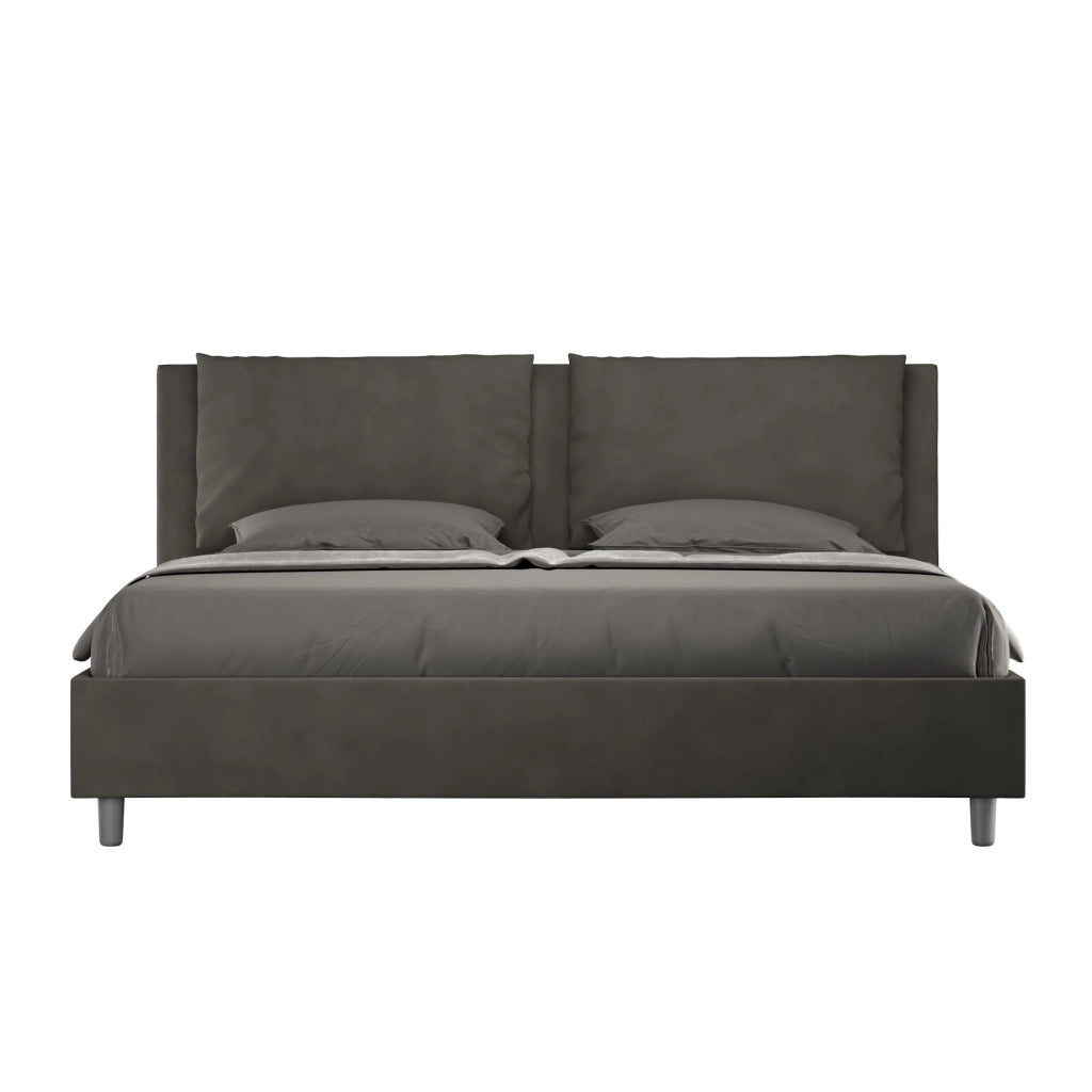 BS COM Letto contenitore imbottito 180x190 microfibra grigio