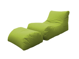 Poltrona Pouf Chaise Longue con Poggiapiedi in Poliestere Verde Avalli