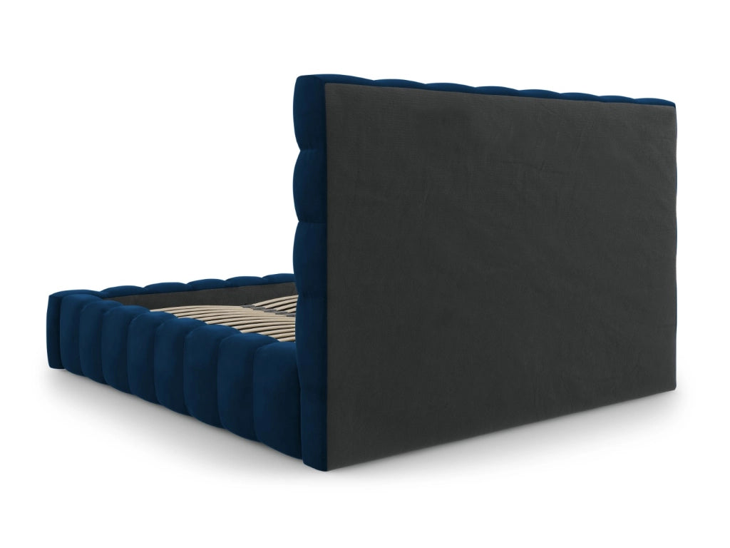 Cosmopolitan Design - Letto a cassettone con testiera "Bali" 140x200cm in velluto blu reale 