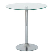 Tavolo da pranzo rotondo con piano in vetro e gambe in metallo ¨C Zephmum ¨C Argento