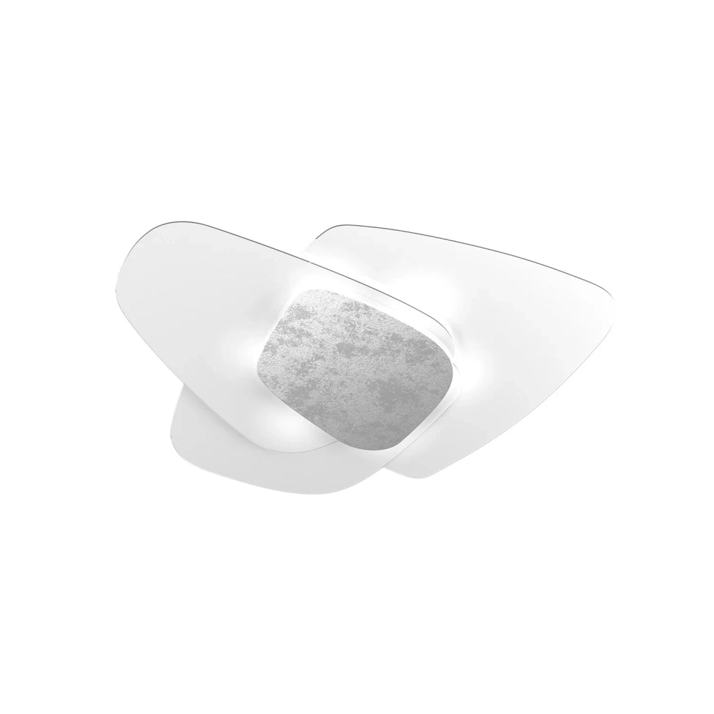 Plafoniera Contemporanea Strategy Metallo Grande Foglia Argento 6 Luci E27