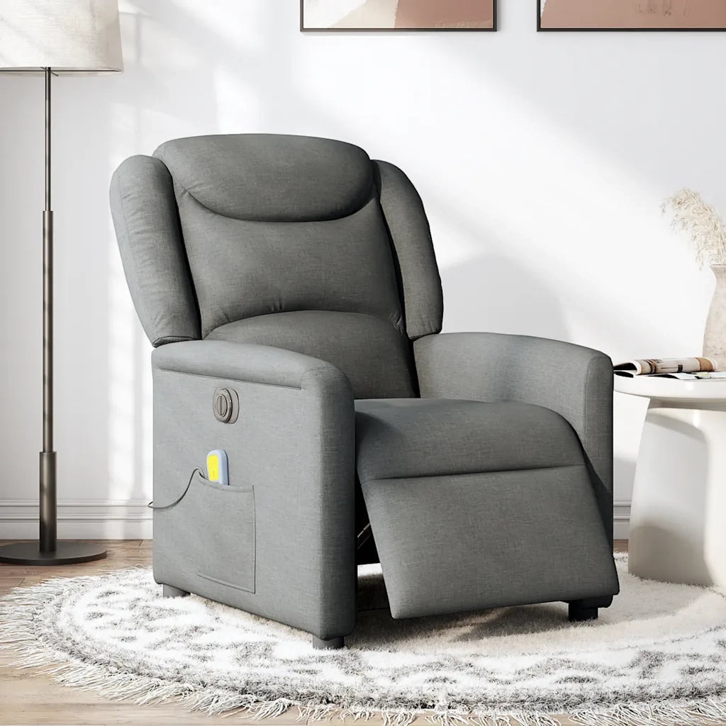 Divano Sedia-Poltrona Reclinabile Massaggio Elettrica Grigio Scuro Tessuto 779246