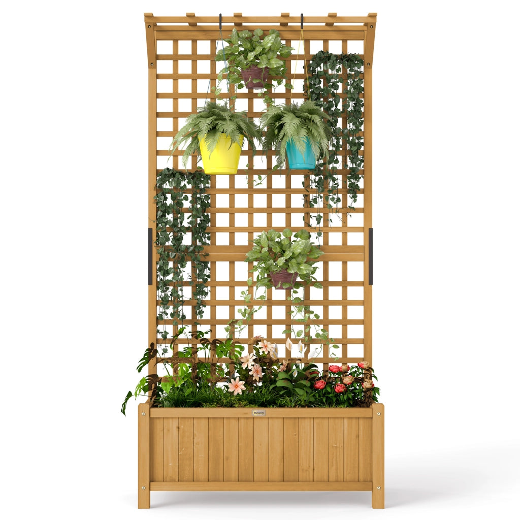 Fioriera con traliccio in legno per piante rampicanti ¨C zephmum ¨C naturale 90x45x183 cm