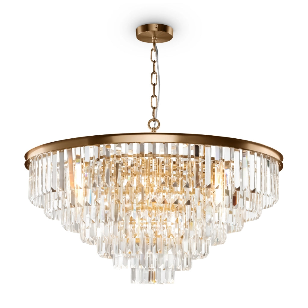 Lampadario Revero Maytoni cristallo 16xE14 ottone Ø80cm