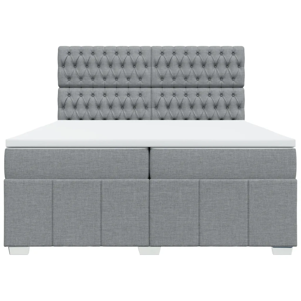 Giroletto a Molle con Materasso Grigio Chiaro 200x200cm Tessuto