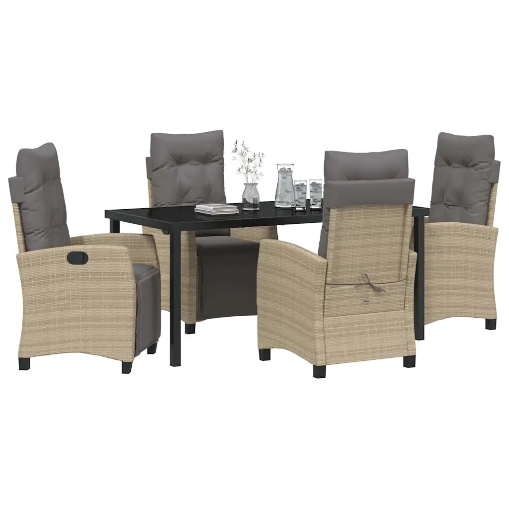 Set da Pranzo per Giardino con cuscino 5 pcs Beige polyrattan 3380452