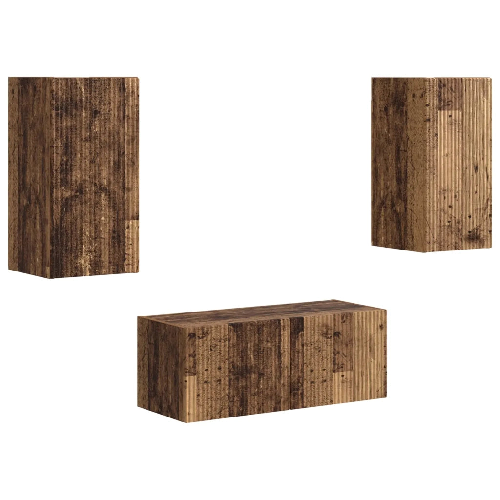 Set mobile TV 2 pz | Armadietto TV | Mobile Porta TV Legno vecchio Legno multistrato