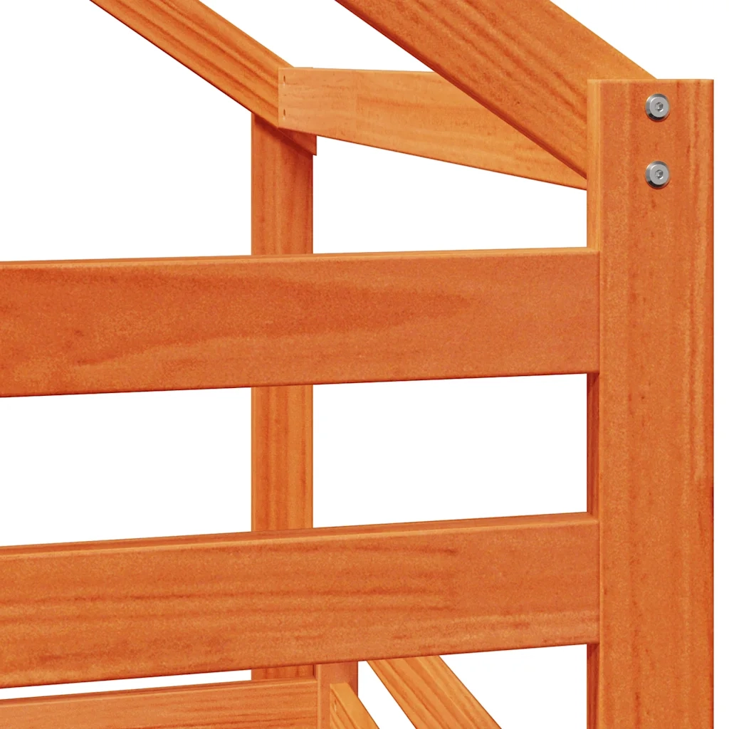 Letto singolo | Letto per adulti | Letto a Soppalco con Tetto Cera 80x200 cm in Legno di Pino