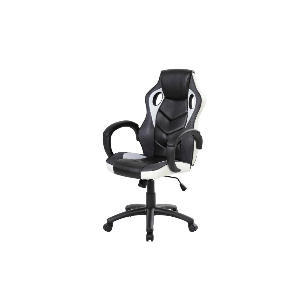 Sedia da gaming Urbana, Poltrona da gaming adulto, Sedia da scrivania, 66x61h104/114 cm, Nero e Bianco