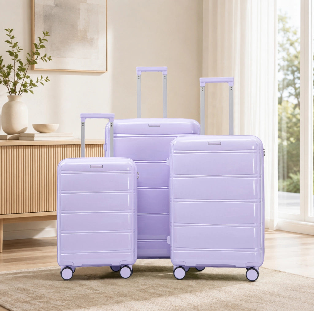 SET VALIGIE 3 Pezzi 51/61/71 cm PP Viola con Lucchetto