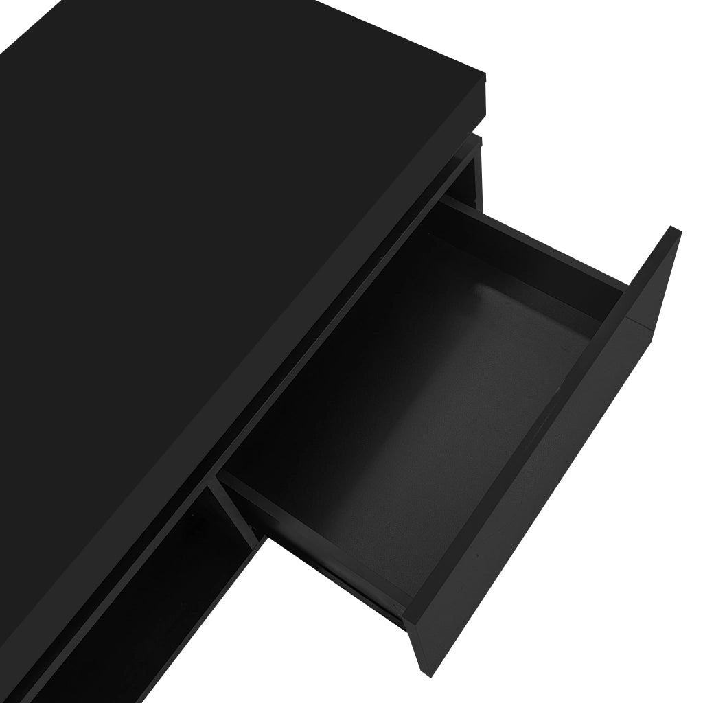 Tavolino da Salotto con 1 Cassetto e LED; Nero Lucido; Stile Moderno; in Pannello di Particelle; 100×50×40;3 cm