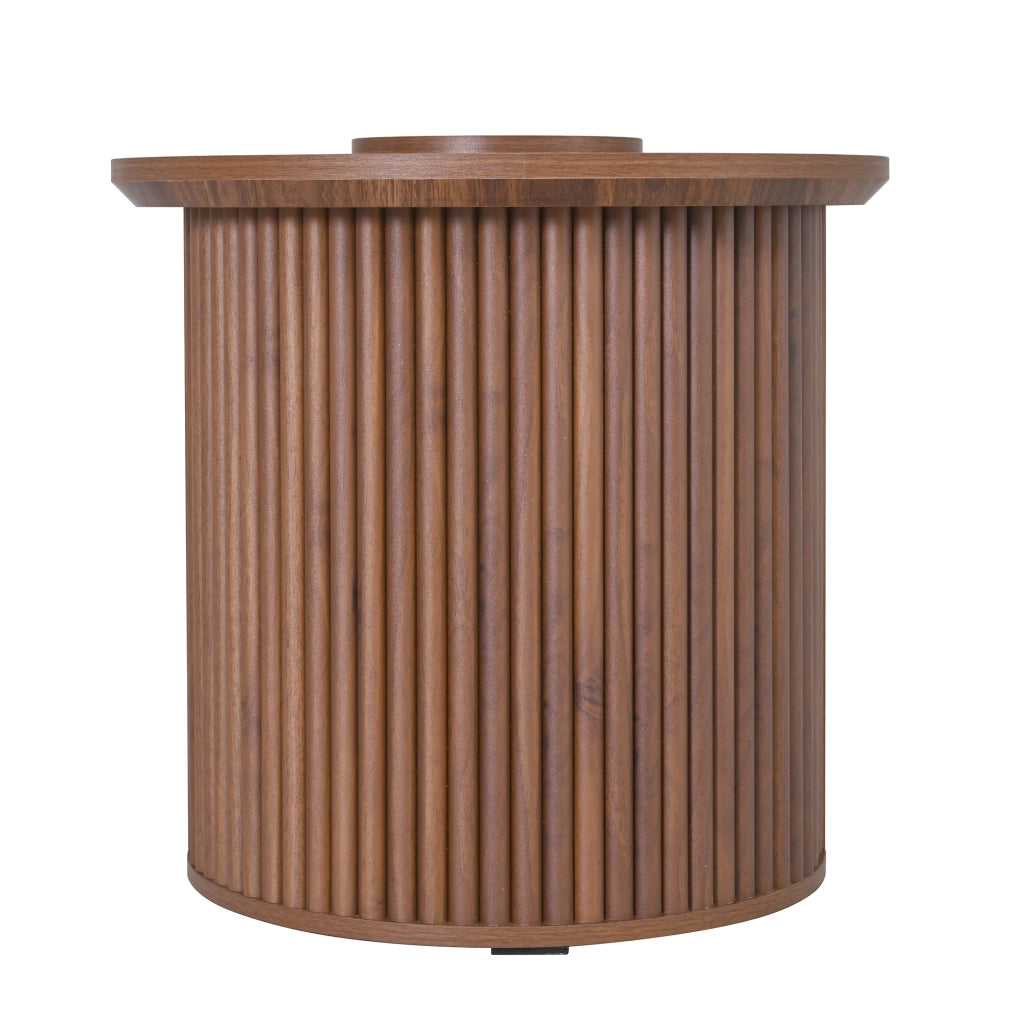 Tavolino da caffè ovale con vani contenitore; 105 x 50 x 46;5 cm; MDF color noce