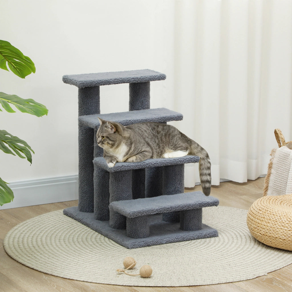 Scaletta per Gatti 4 Gradini ¨C zephmum ¨C Grigio 61x41x60 cm