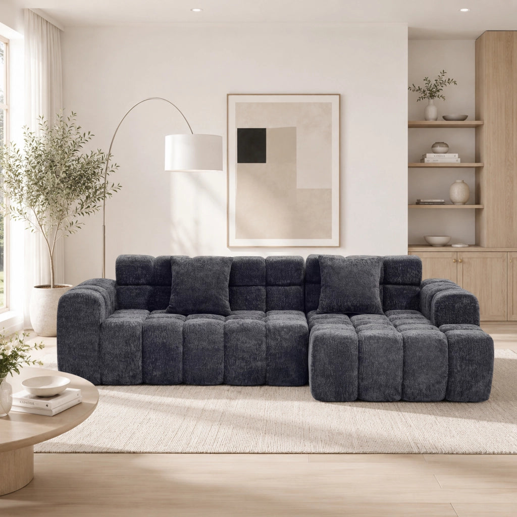 DIVANO Modulare 249,94 cm in Velluto Grigio Antracite