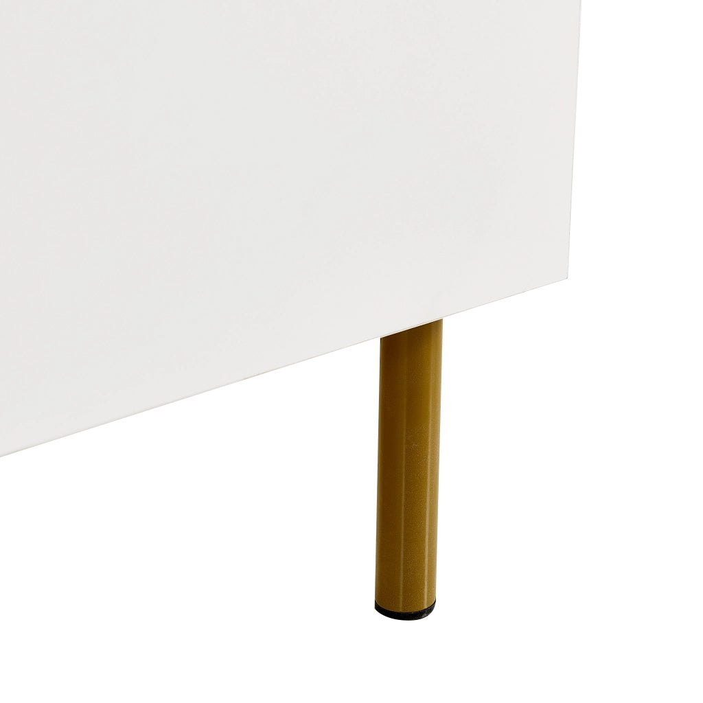 Credenza e madia bianca con maniglie in lega di zinco e gambe in acciaio, per soggiorno e ingresso, 80 × 36 × 90 cm