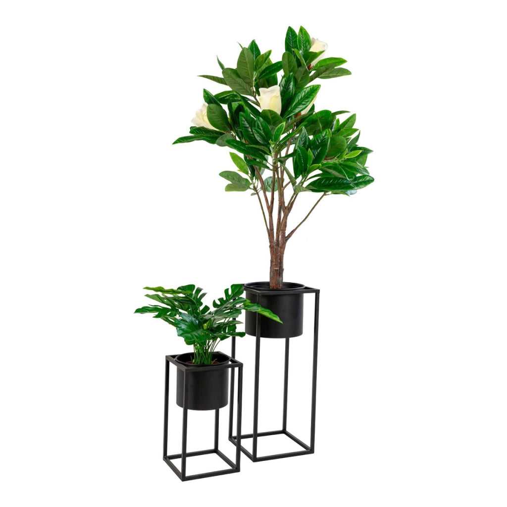 Set di 2 Vasi per Piante Marla, Nero, Metallo, 17x17x31 cm