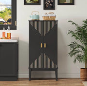 Armadio contenitore 120x59x30 cm con 5 ripiani e 2 ante; in MDF; nero